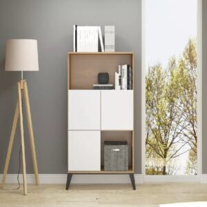 BIBLIOTECA 3 PUERTAS Y ESTANTES ESTILO NORDICO