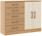 COMODA 5 CAJONES Y 2 PUERTAS